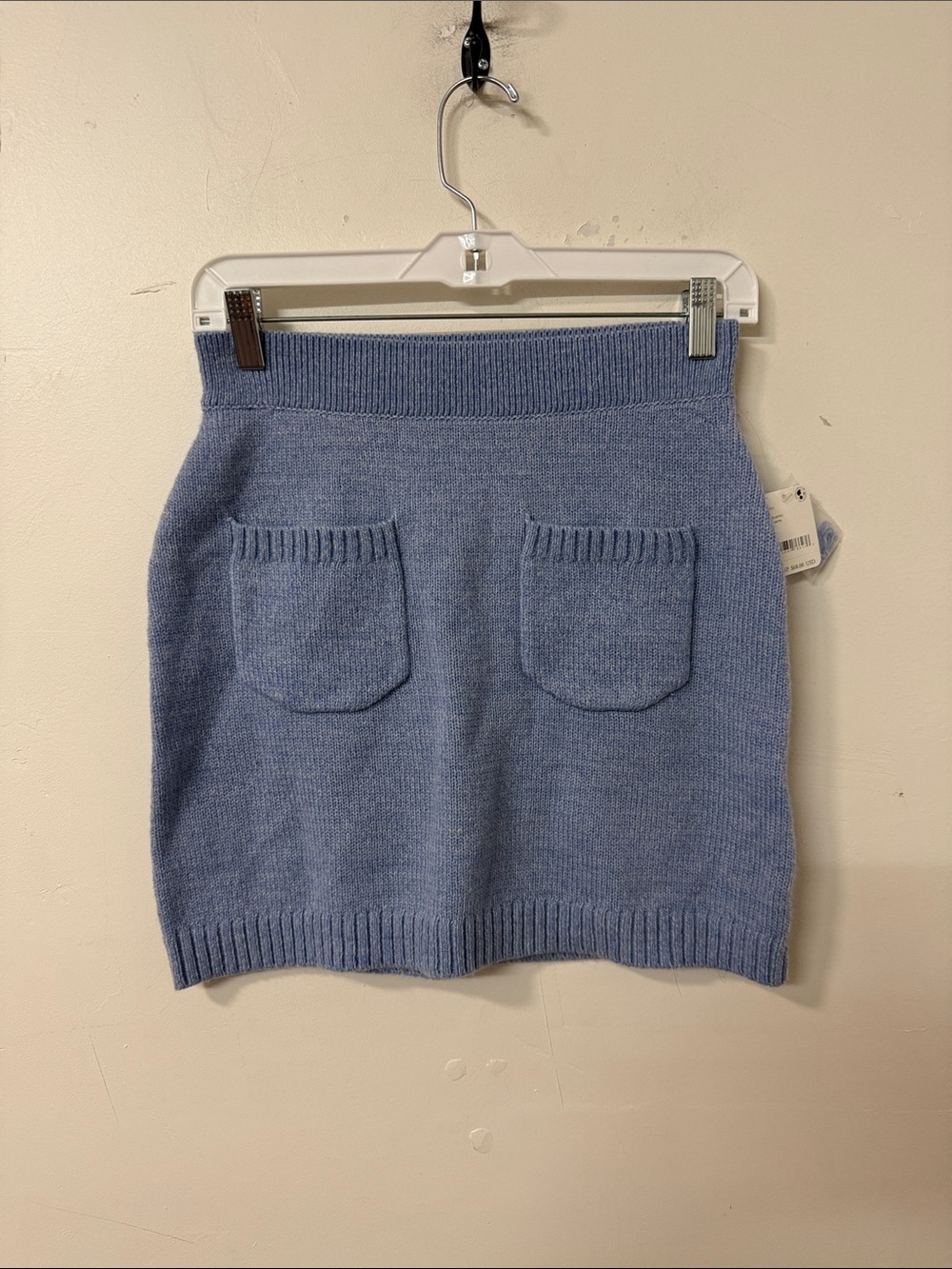 We The Free Sky Blue Knit Mini Skirt with Pockets